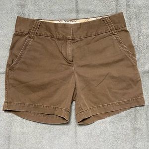 J.Crew Women's Cotton Olive Weathered Classic Twill Chino Shorts Size-0
